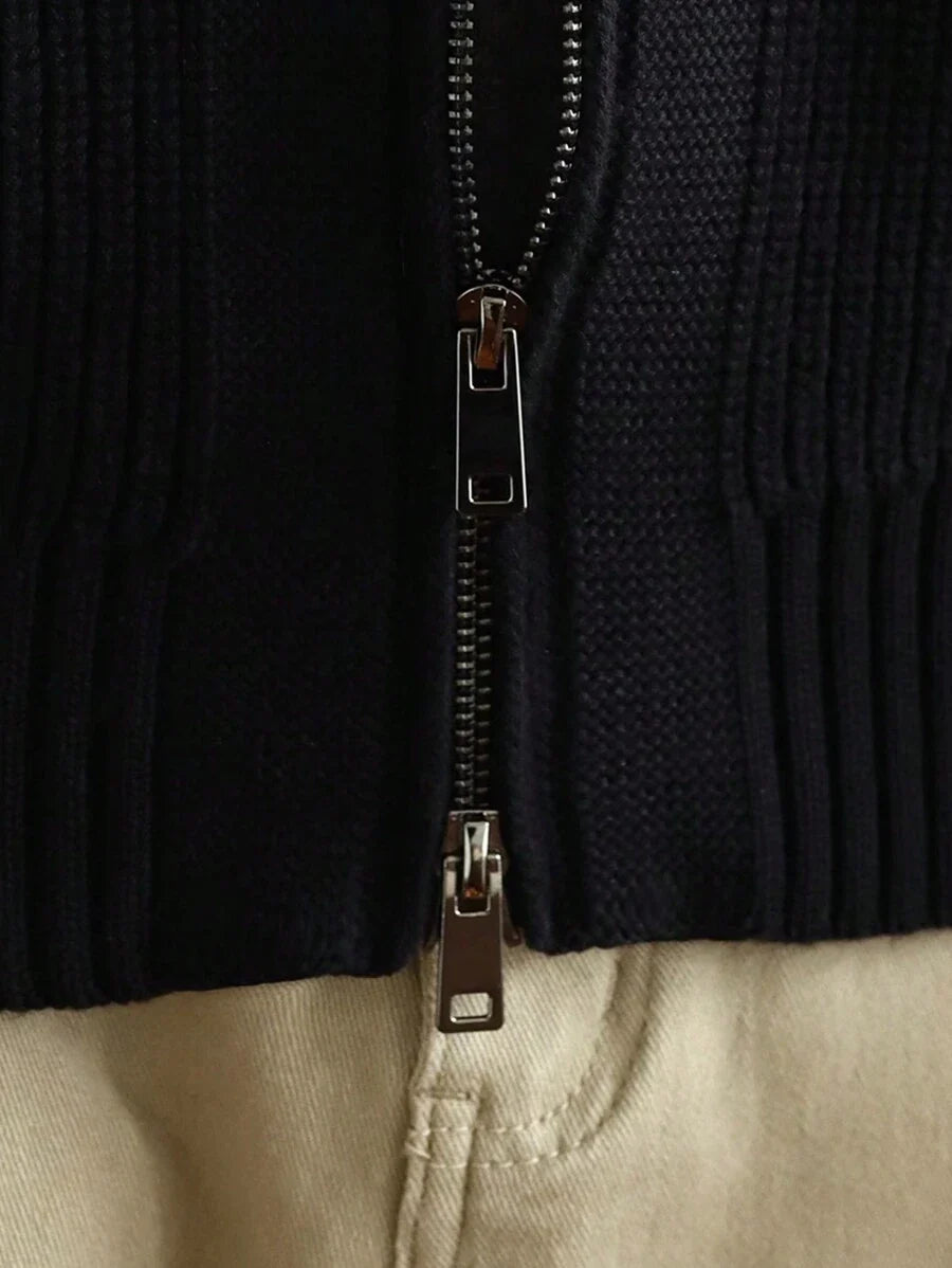 Dylan - Men's Solid Color Front Zipper Long Sleeve Simple Casual Jacket