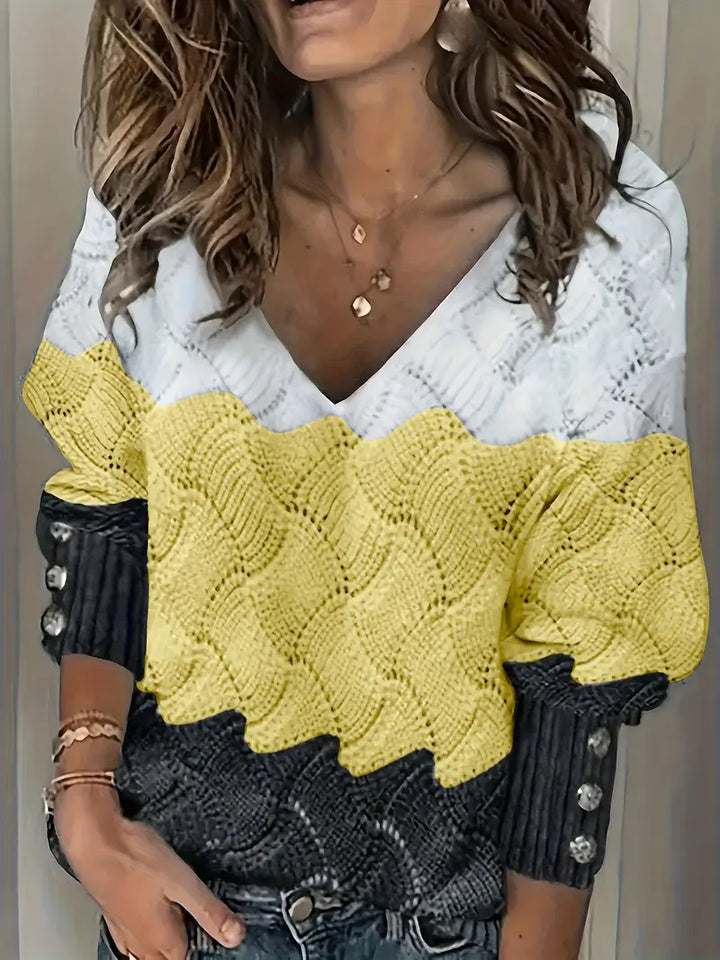 Celina - Elegant V-Neck Knitted Sweater