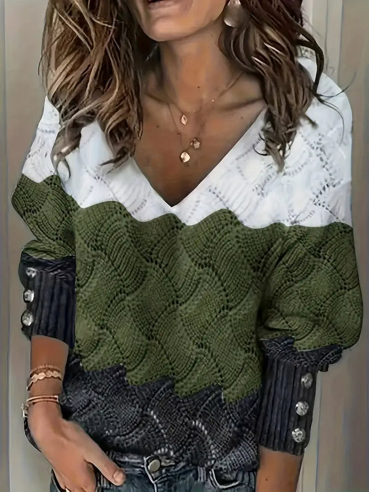 Celina - Elegant V-Neck Knitted Sweater