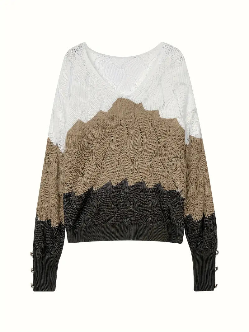 Celina - Elegant V-Neck Knitted Sweater