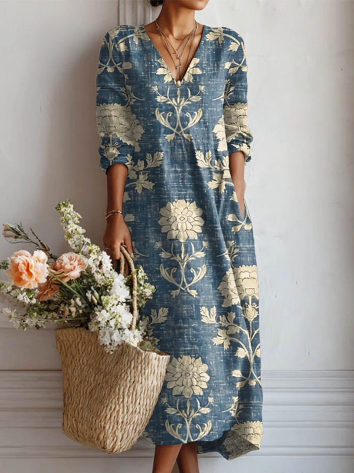 Norde | Indigo Bloom Cotton-Linen Dress
