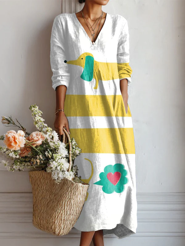 Norde | Abstract Geometry Art Print Linen Dress