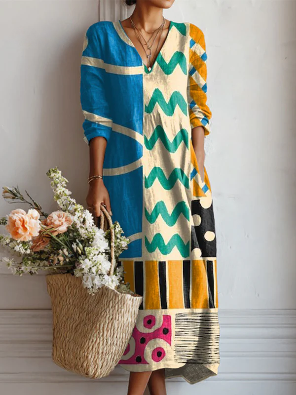 Norde | Mixed Motif Cotton-Linen Dress