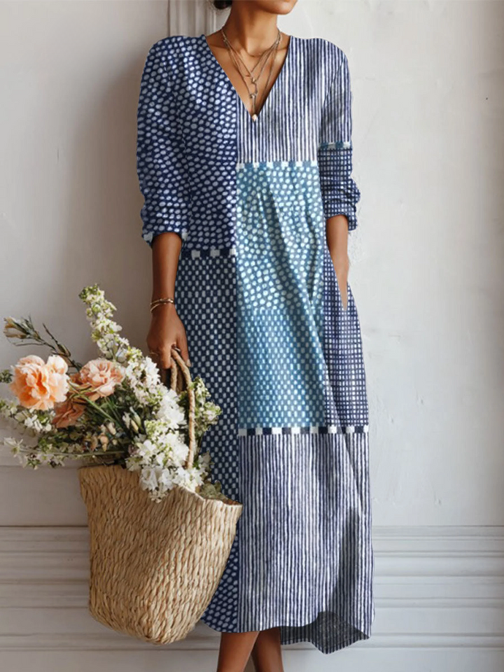 Norde | Flower Art Print Linen Pocket Dress