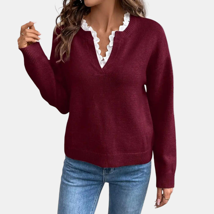 Rhea | Elegant Lace-Collared Sweater