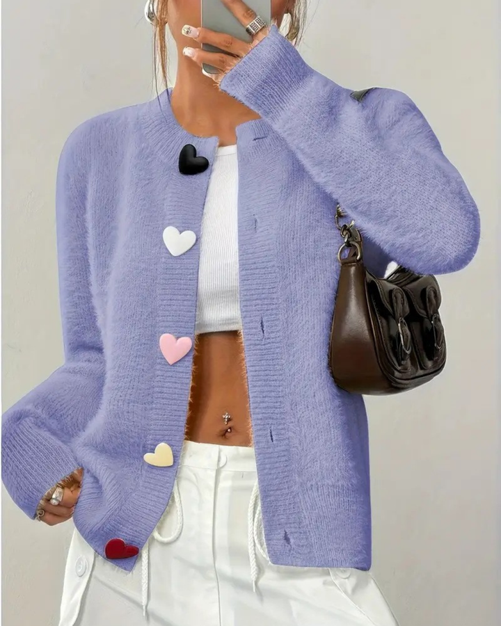 Norde Heart Button Cardigan