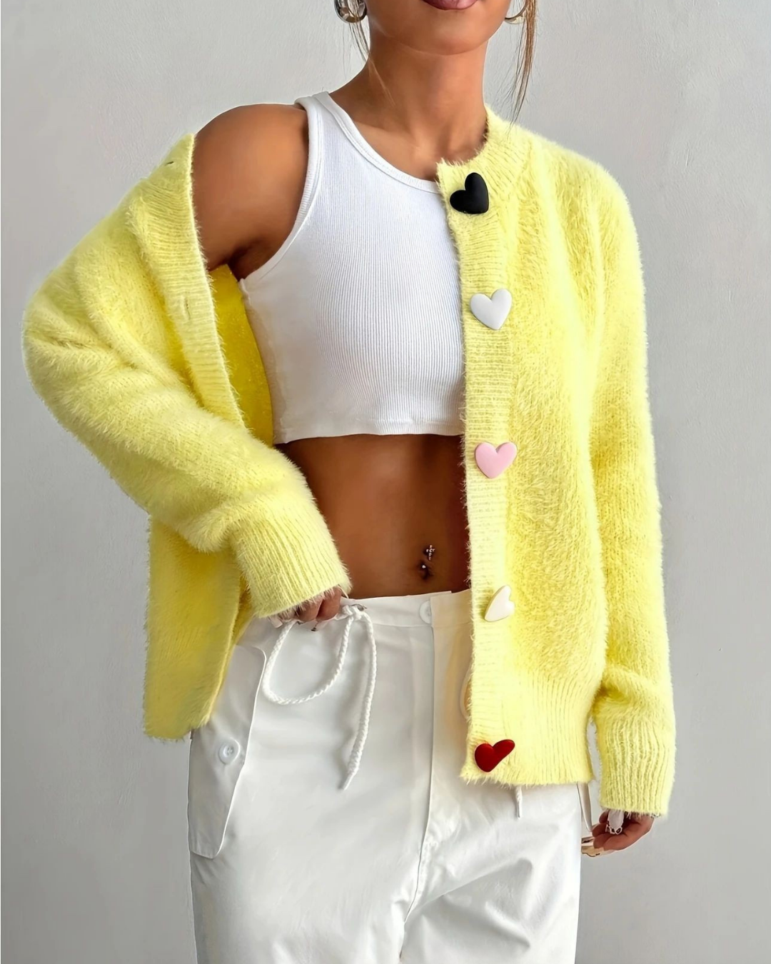 Norde Heart Button Cardigan