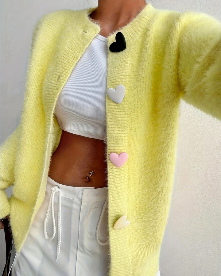Norde Heart Button Cardigan