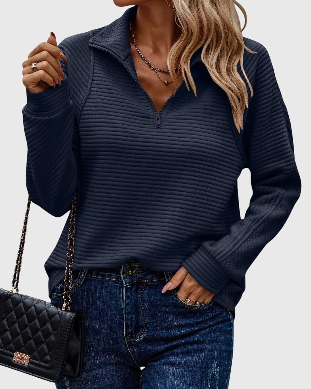 Victoria | Elegant Sweater with Zipper