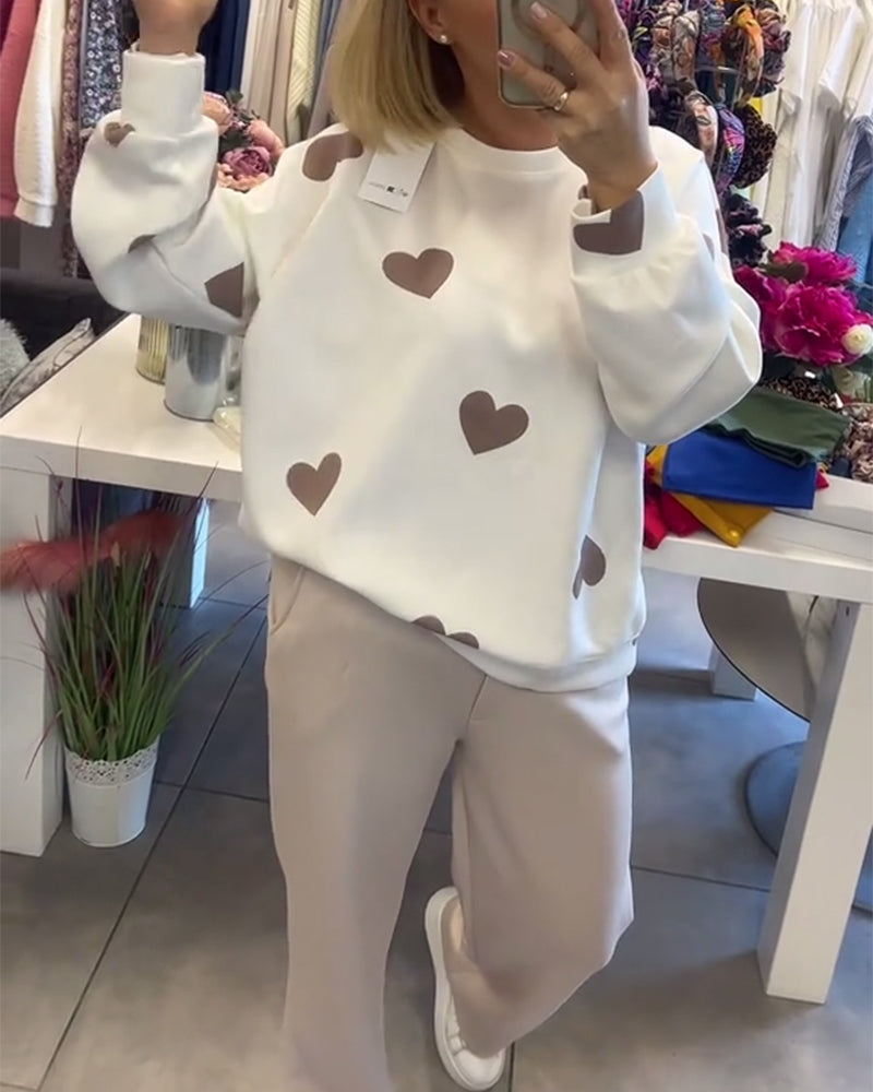 Victoria | Cotton Blend Sweater with Hearts