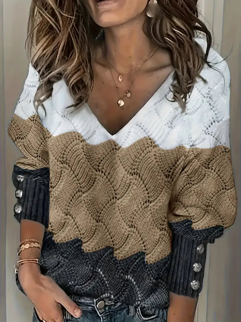 Celina - Elegant V-Neck Knitted Sweater