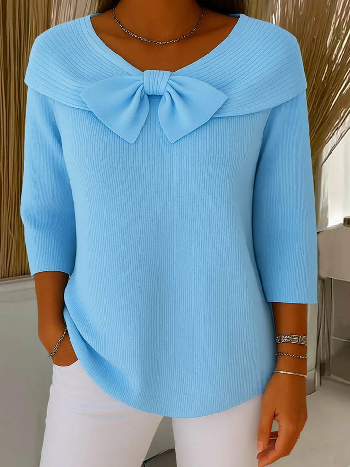 Ariana – Women's Sweater with Bow and Round Neckline